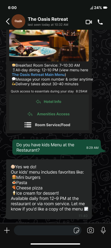 WhatsApp concierge screen 5